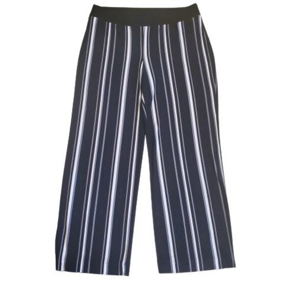 INC International Concepts Women's Striped Wide-Leg Pants Black/White Size PL - Picture 2 of 10